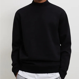 OEM Custom Mock Neck Blank Plain French Terry Oversized 100% Cotton Drop Shoulder <b>Pullover</b> Crewneck Sweatshirt <b>Jumper</b> for Men - Product Image 3