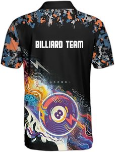 เสื้อยืดพิมพ์ลาย 3 มิติ สำหรับนักบิลเลียด เสื้อทีมบิลเลียดสำหรับผู้ชาย เสื้อโปโลสำหรับการแข่งขันสนุกเกอร์ เสื้อโปโลพูลแบบกำหนดเองสำหรับผู้ชาย - Product Image 6