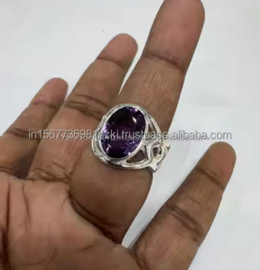 Bague en argent sterling 925 faite à la main Améthyste naturelle Designer Bande de cadeau de fiançailles pour femmes Bijoux plaqués rhodium - Product Image 6