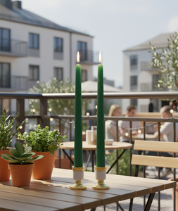 Juego de 2 Velas Cónicas de Parafina Hechas a Mano en Verde Niebla, Sin Humo y Sin Aroma, para Decoración Navideña, Bodas y Fiestas - Product Image 1