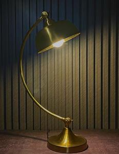 Modern Brass Table <b>Lamp</b> With Flexible Arm Dome Shade <b>Warm</b> White Light For Bedroom Decor - Product Image 3