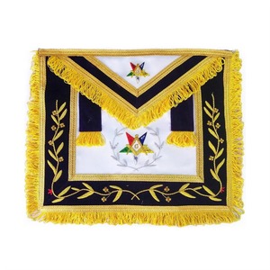 Tablier maçonnique en cuir Worthy Patron OES, broderie à la main en fils d'or et d'argent, haute qualité, personnalisable, meilleurs designs - Product Image 1