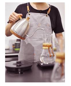 Tablier en toile robuste avec poches, logo personnalisé, sangle de cou en cuir réglable, attaches dorsales, uniforme professionnel pour barman - Product Image 1