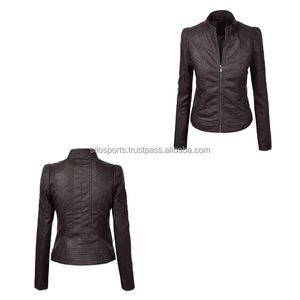OEM vente en gros blouson aviateur en peau de mouton marron de haute qualité pour femmes hiver nouveau design tricoté respirant fermeture éclair motif solide - Product Image 3