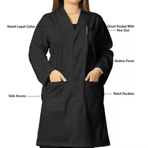 Uniformes de Alta Calidad al por Mayor, Unisex, de Algodón, Bata de Laboratorio Negra Profesional Personalizada, Productos de Laboratorio, Batas de Farmacia - Product Image 6