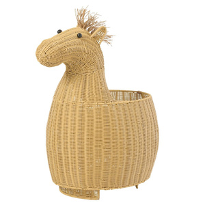 Elegant Handwoven Rattan Storage Basket Horse Shape Rattan <b>White</b> Baby Organizer Basket For Toys Organizer Nursery - Product Image 5