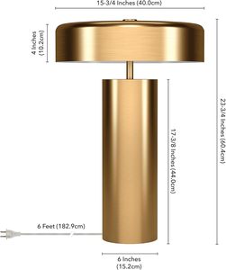 Luxury Gold Metal Table <b>Lamp</b> Mid Century Modern 1 Light Drum Shade Bedside <b>Lamp</b> for Home Living Room Office Decor - Product Image 2