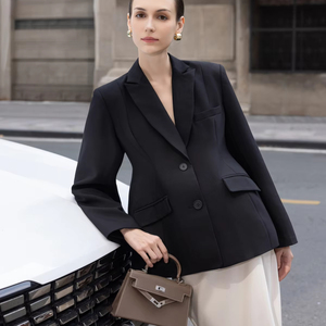 Hourglass Full Length Notched Collar Silk Sleeve <b>Blazer</b> 2 Piece Long <b>Set</b> Solid Woven Breathable Asymmetric Office Formal Women's - Product Image 1