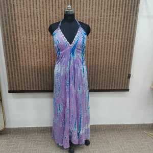 Pink Floral Rayon Maxi <b>Dress</b> V-neck Loose Boho Chiffon Summer <b>Beach</b> Casual Women's <b>Long</b> Sleeveless Asymmetrical Hem Quick Dry - Product Image 1