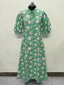 Vestido casual midi de mujer, 100% algodón, liso, manga corta, cintura imperio, estilo babydoll, cuello en V, holgado, para uso diario. - Product Image 3