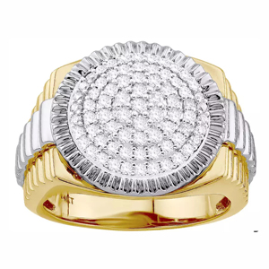 Men 14K Solid <b>Gold</b> Diamond <b>Cocktail</b> <b>Ring</b> Round Brilliant Cut Luxury Everyday Wear - Product Image 1