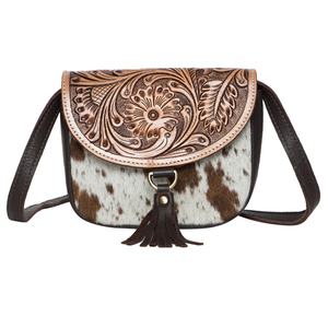 Meilleure vente Western Bohemian Cowgirl Tote Sac à bandoulière en cuir de vachette avec décor de fleurs et de glands prêt à expédier - Product Image 1