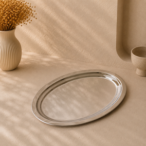 Bandeja Ovalada de Acero Inoxidable Artesanal con Asas Ergonómicas, Acabado Espejo, Resistente al Óxido, Elegante Plato de Presentación para Comedor - Product Image 5