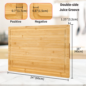 Extra <b>Large</b> Bamboo Cutting Board Wooden Carving Board for Turkey, Meat, <b>BBQ</b> LARGEST Wood Butcher Block Chopping Board - Product Image 4