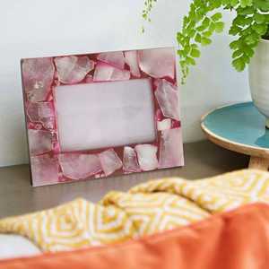 <b>Pink</b> Natural Stone Resin Photo <b>Frame</b> Handmade Tabletop Picture Display Custom Logo Home Decor - Product Image 1