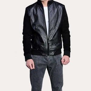 Nouvelle arrivée : Blouson aviateur en cuir d'autruche pour homme, toile de haute qualité, écologique, coupe-vent, design gaufré, pour un confort optimal - Product Image 4