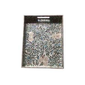 Meilleures ventes Plateau de service rond laqué de haute qualité avec incrustation de mop Meilleur vendeur au Vietnam - Product Image 1