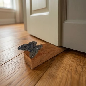 Wood <b>Door</b> Stopper with Metal Bird Design <b>Rustic</b> Style Entry <b>Door</b> Catch Durable - Product Image 3