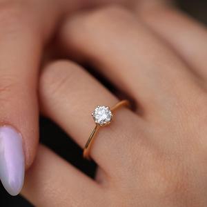 Anillo de Compromiso de Diamantes de Corte Brillante Redondo en Oro Sólido de 18K para Mujer, Certificado IGI, Estilo Solitario Clásico, Joyería al por Mayor - Product Image 4