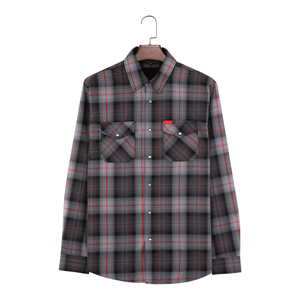 Camisa Polo a Rayas Roja y Gris para Hombre, Camisa de Popelina de Algodón de Manga Larga, Cuello con Botones, Estilo Casual, Ropa de Otoño para Hombre, Diseño a Cuadros - Product Image 3