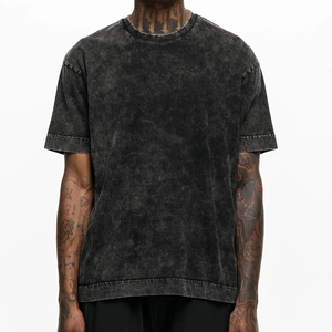 T-shirt 100 % coton pour homme, coupe classique, col rond, délavé à l'acide, écologique, infroissable, respirant, grammage lourd, personnalisable - Product Image 1