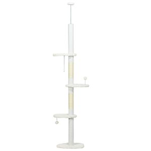 Albero per Gatti Bianco da 2,5 m, Altezza Regolabile, Design Lussuoso e Classico, Materiali Ecologici in Sisal e Lana, Grande Formato, Confezionato in Cartone - Product Image 1