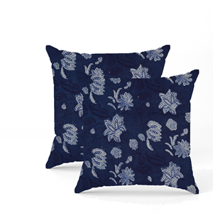 Funda de Cojín Decorativa Étnica con Estampado Floral de Algodón Índigo - Product Image 5