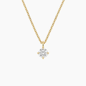 Collar con Colgante de Diamante Redondo con Engaste Solitario - Product Image 1