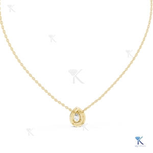 Collier pendentif en or massif 14K 18K avec diamant de laboratoire taille poire et halo, certifié IGI, de luxe, pour femme, cadeau de mariage ou de fête - Product Image 6