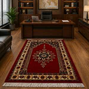 Premium Hand Knotted NZ <b>Wool</b> Islamic Prayer Rug – Traditional Floral <b>Red</b> <b>Wool</b> Rug - Product Image 5