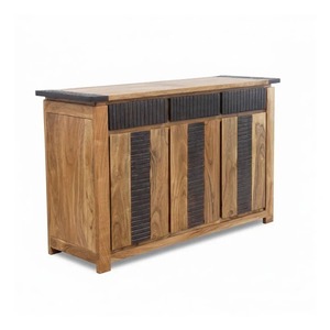 Rustic Solid Wood Eco-Friendly Durable Living Room <b>Cabinet</b> with 4 Drawers 3 Shelves Antique Style <b>Storage</b> Furniture for Home Use - Product Image 3