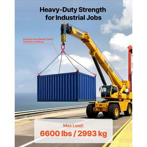 Sangle de levage en acier allié G80 haute résistance 1/4 x 5 pi, capacité de 6600 lb, palan à chaîne de moteur réglable, 4 crochets de préhension pour le fret - Product Image 3