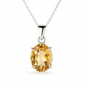 Collier pendentif en citrine jaune naturelle, cristal ovale facetté, fait main, 100% naturel authentique, fournisseur en gros - Product Image 2