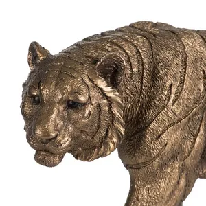 Handmade Bronze Tiger Sculpture 11.5 Inch Long Animal <b>Figure</b> Decor for Living Room Tabletop Display - Product Image 4