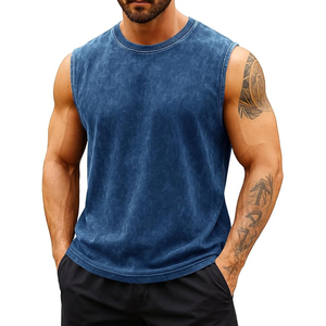 Débardeurs respirants brodés pour hommes Runcati – Musculation, sport, décontracté, vintage, délavé à l'acide, été, plage, coton - Product Image 6