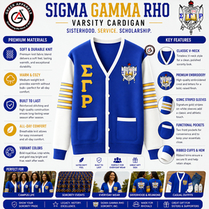 เสื้อคลุมอะคริลิคปักลายวินเทจกันยับสำหรับผู้หญิงของชมรมซิกมาแกมมาโร ประเทศกรีซ - Product Image 5