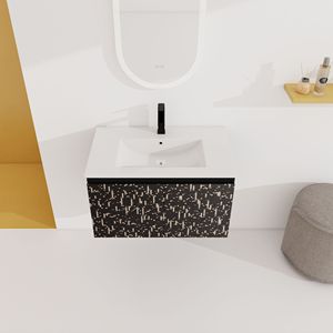 Mobile bagno sospeso da 30 pollici con lavabo in ceramica e anta con chiusura ammortizzata, kit di montaggio (KD) - Product Image 5