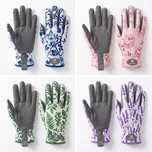 Gants de jardinage bleus à motifs floraux, légers, résistants aux coupures, longueur poignet, en coton/polyester/spandex, écologiques, respirants, compatibles écran tactile - Product Image 6