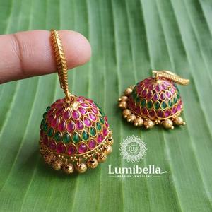 Fashion <b>Earrings</b>-Kemp <b>Hook</b> Jhumkas - Product Image 1