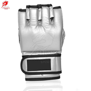 Gants de boxe en cuir argenté à séchage rapide et à doigts ouverts pour la compétition de kickboxing et de Muay Thai - Product Image 2