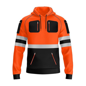 Sudadera con Capucha Negra de Alta Visibilidad Oxo con Franjas Reflectantes, Chaqueta de Seguridad de Poliéster para Hombre, Talla Adulto - Product Image 5