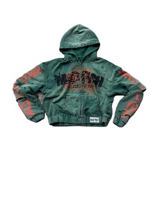 Sweatshirts à capuche personnalisés pour hommes 500Gsm Heavyweight Streetwear Style Vintage Double Couche Sun Faded Distressed Acid Wash Hoodie - Product Image 1