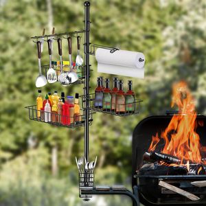 Accessori per barbecue: Griglia in acciaio al carbonio con porta rotoli di carta e 10 ganci (Antiruggine) - Product Image 3