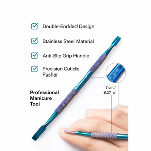 Pousse-cuticules professionnel en acier inoxydable à double extrémité pour le soin des ongles - Product Image 3