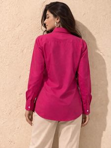 Camisa de Viscosa y Rayón para Mujer, Bordada con Flores, Estilo Casual, con Botones, Manga Larga, Elegante, para Oficina - Product Image 2