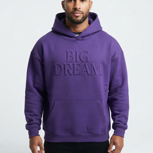 Sweat à capuche unisexe en coton premium gaufré, coupe oversize, streetwear hiver, poche kangourou, épaules tombantes, technique brodée - Product Image 2