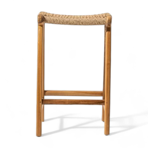 Minimalist style Bar Chair <b>Stool</b> Teak Wood Frame Material and Woven <b>Seat</b> For Home Bar Furniture Decoration - Product Image 4
