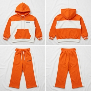 Ensemble de survêtement décontracté unisexe pour adultes, grande taille, respirant, 100 % coton molletonné, à capuche, couleur unie, taille élastique, 400g, pour l'hiver, vente en gros - Product Image 4