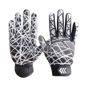 Gants de football américain pour jeunes, gants de receveur durables, respirants et flexibles pour enfants, garçons et filles, en blanc et noir - Product Image 1