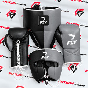 Genuine Cowhide Leather Custom Made Brown & Black Laced Up Adjustable <b>Sparring</b> <b>Boxing</b> <b>Set</b> Personalized Design Training Gear Kit - Product Image 4